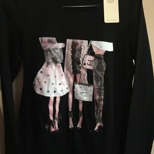 Black Chanel copy long sleeve shirt. Soft cotton.